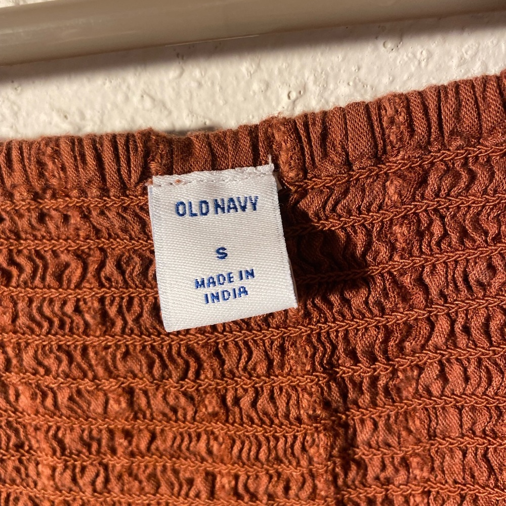 Brown orange tie wrap shirt